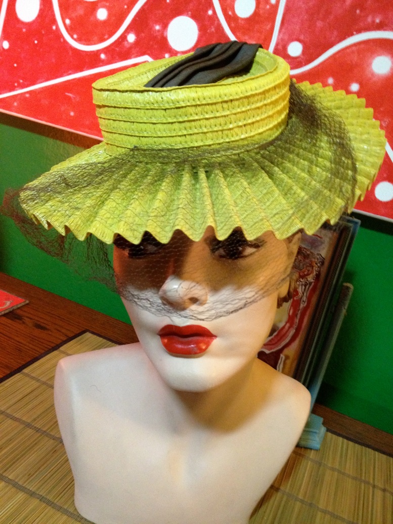 lime green pleated hat 3